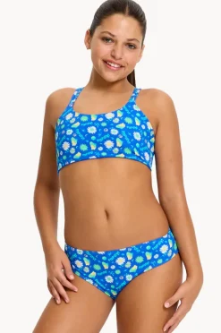 Bikini Sets|Period Swimwear|Modibodi Girls Smileyworld Boho Botanical Crop Set Blue