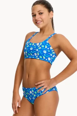 Bikini Sets|Period Swimwear|Modibodi Girls Smileyworld Boho Botanical Crop Set Blue
