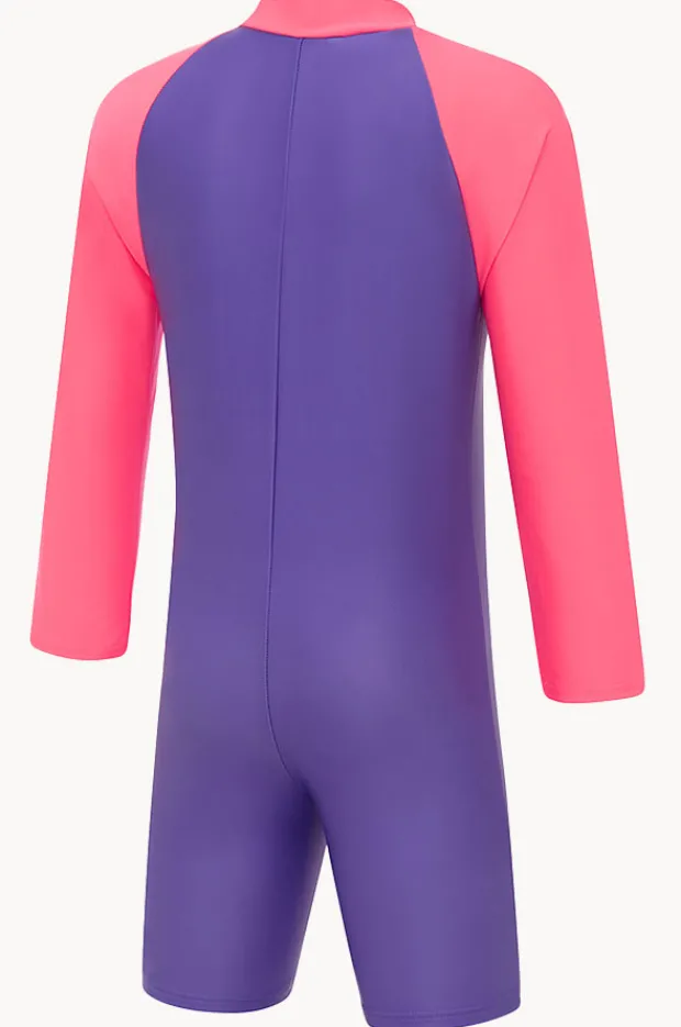 Rashies & Sunsuits|Rashies & Sunsuits|Speedo Girls Splice Long Sleeve Sunsuit Purple/Pink
