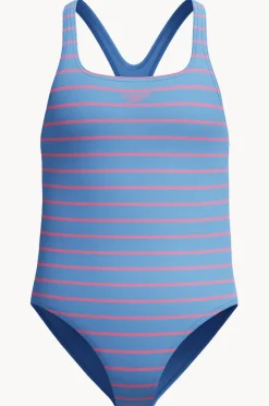 One Pieces|Speedo Girls Stripe Medalist One Piece Blue