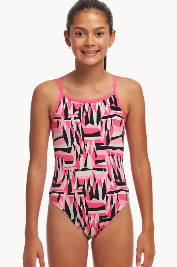 One Pieces|Funkita Girls Sugar Hits Single Strap One Piece Pink/black