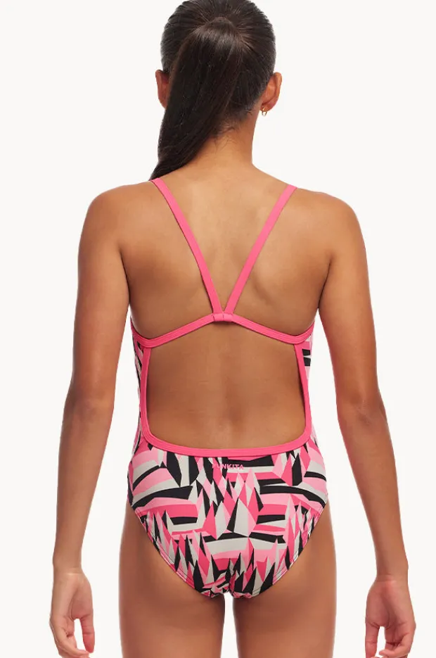 One Pieces|Funkita Girls Sugar Hits Single Strap One Piece Pink/black