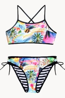 Bikini Sets|Salty Ink Girls Summer Vacay Reversible Crop Set Multi