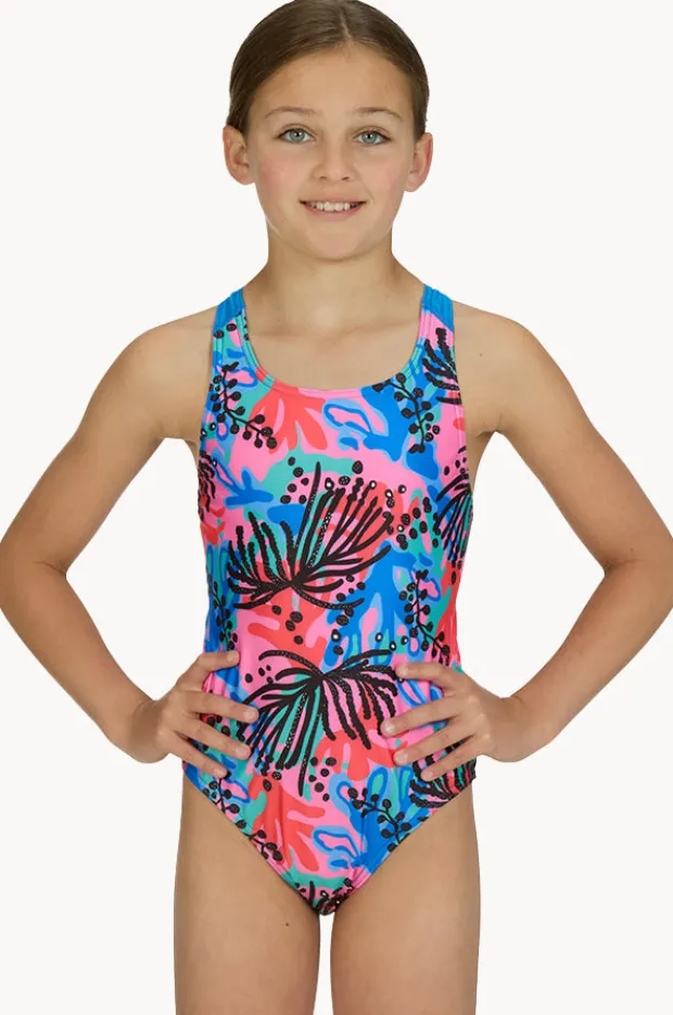 One Pieces|Zoggs Girls Sway Flyback One Piece Pink/blue