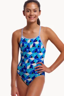 One Pieces|Funkita Girls Tetra Tonic Diamond Back One Piece Blue