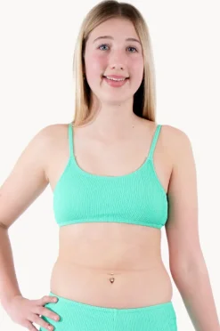 Teen Girls Separates|Base Swim Girls Textured Scoop Crop Apple