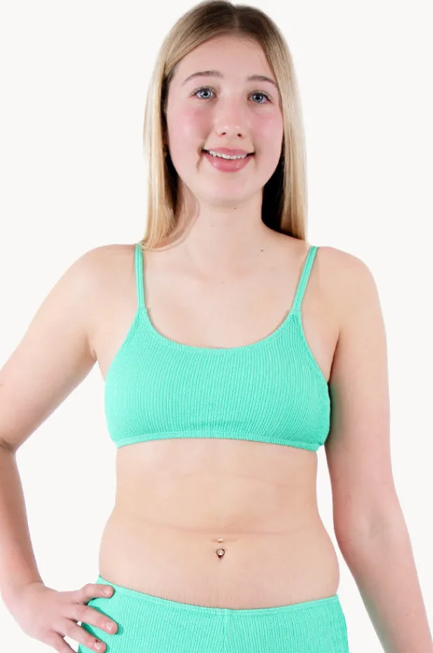 Teen Girls Separates|Base Swim Girls Textured Scoop Crop Apple