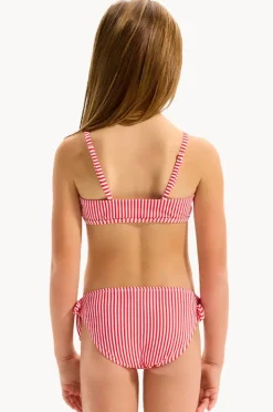 Bikini Sets|Seafolly Girls Girls Textured Stripe Tie Bralette Set Chilli Red