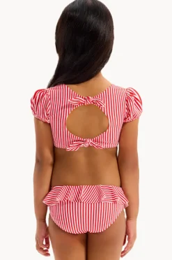 Bikini Sets|Seafolly Girls Girls Textured Stripe Tie Crop Set Chilli Red