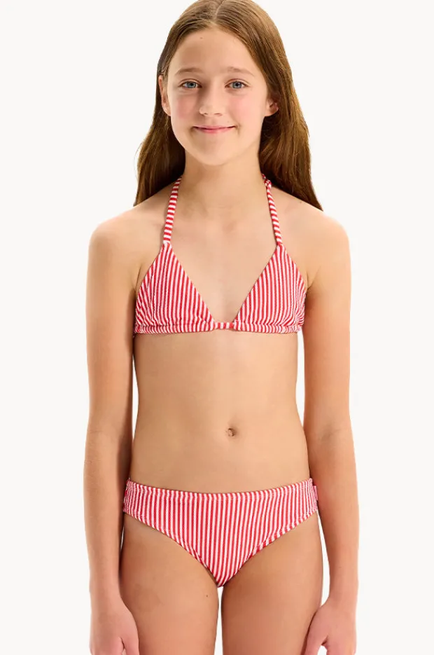 Bikini Sets|Seafolly Girls Girls Textured Stripe Tri Set Chilli Red