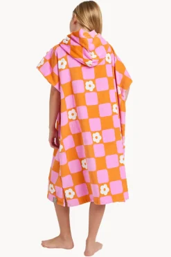 Towel Robes & Ponchos|Towel Robes & Ponchos|Roxy Girls Tic Tac Fleur Stay Magical Hooded Towel Tangerine