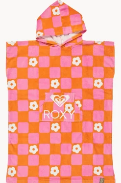 Towel Robes & Ponchos|Towel Robes & Ponchos|Roxy Girls Tic Tac Fleur Stay Magical Hooded Towel Tangerine