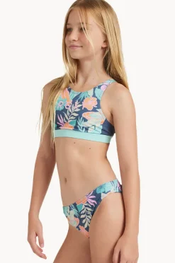 Bikini Sets|Roxy Girls Tropical Active Crop Set Indigo