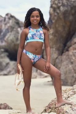 Bikini Sets|Roxy Girls Tropical Active Crop Set Indigo