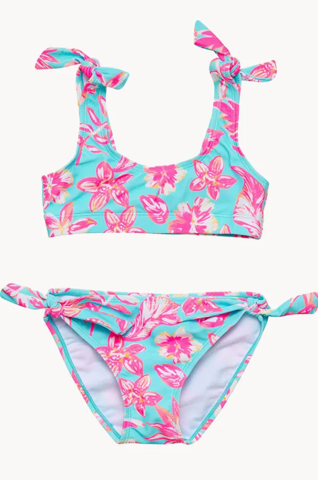 Bikini Sets|Snapper Rock Girls Tropical Glow Crop Set Blue/Pink