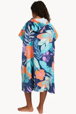 Towel Robes & Ponchos|Towel Robes & Ponchos|Roxy Girls Tropical Stay Magical Hooded Towel Indigo