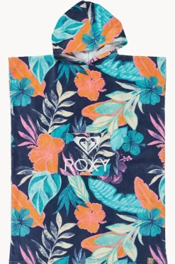 Towel Robes & Ponchos|Towel Robes & Ponchos|Roxy Girls Tropical Stay Magical Hooded Towel Indigo
