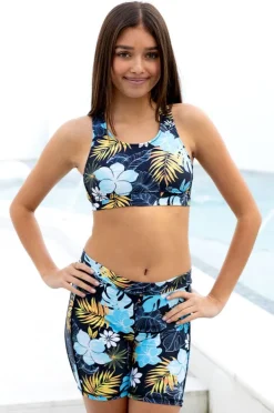 Bikini Sets|Salty Ink Girls Tropicana Action Crop Set Black