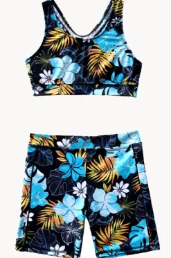 Bikini Sets|Salty Ink Girls Tropicana Action Crop Set Black