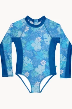 Rashies & Sunsuits|Salty Ink Girls Tropicana Long Sleeve Sunsuit Blue