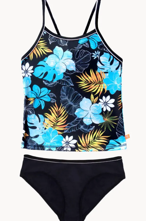 Tankini Sets|Salty Ink Girls Tropicana Tankini Set Black