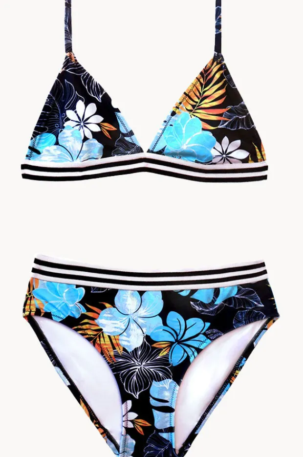 Bikini Sets|Salty Ink Girls Tropicana Tri Set Black