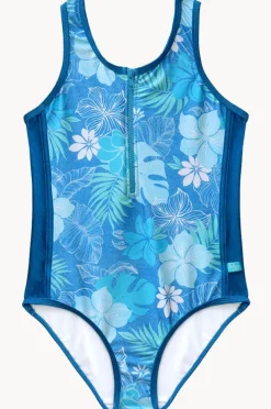 One Pieces|Salty Ink Girls Tropicana Zip One Piece Blue
