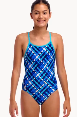 One Pieces|Funkita Girls Under Over Diamond Back One Piece Blue