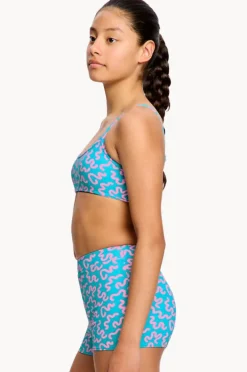 Period Swimwear|Bikini Sets|Modibodi Girls Wavy Adjustable Crop Set Blue