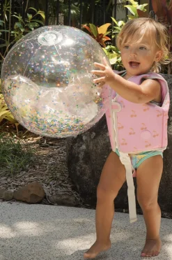 Pool Inflatables|Sunny Life Glitter Cotton Candy 3D Inflatable Beach Ball Clear