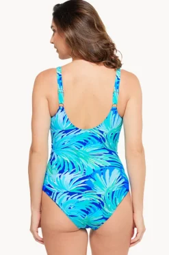 One Pieces|Togs Havana Gathered Cross Over One Piece Green/blue