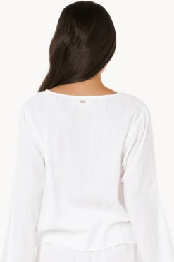 Tops|Rip Curl Haze Tie Front Long Sleeve Top WHITE