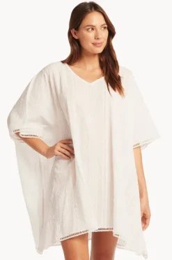 Overswim|Sea Level Heat Wave Kaftan White