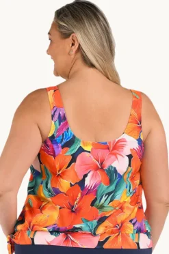 Tankini Tops|Maxine Hibiscus Honey Blouson Tankini Separate + Multi