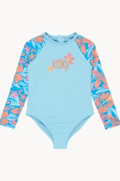 Rashies & Sunsuits|Roxy Hibiscus Hugs Long Sleeve Sunsuit Blue/Orange