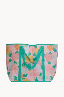 Beach Bags|Bags|Annabel Trends Hibiscus Jumbo Beach Bag Pink/green