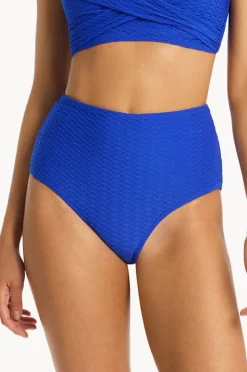 Bottoms|Sea Level Honeycomb High Waist Pant Cobalt