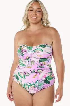 One Pieces|Capriosca Honolulu Twist Bandeau One Piece Purple/green