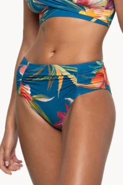 Bottoms|Nip Tuck Hula Hula Brigitte Ruched Mid Pant Blue