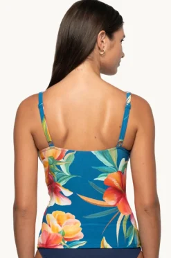 Tankini Tops|Nip Tuck Hula Hula Louise Ruched Singlet Blue