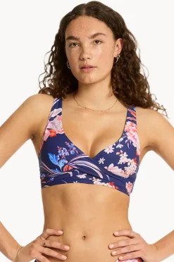 Bikini Tops|Sea Level Indochine Cross Front Bra French navy