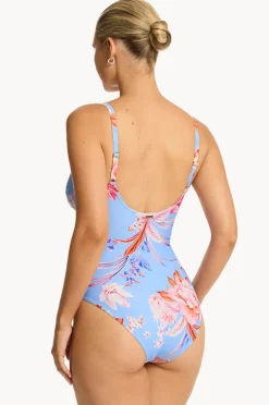 One Pieces|Sea Level Indochine Cross Front Scoop Back One Piece Light blue