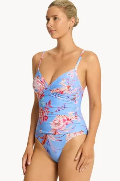 One Pieces|Sea Level Indochine Cross Front Scoop Back One Piece Light blue