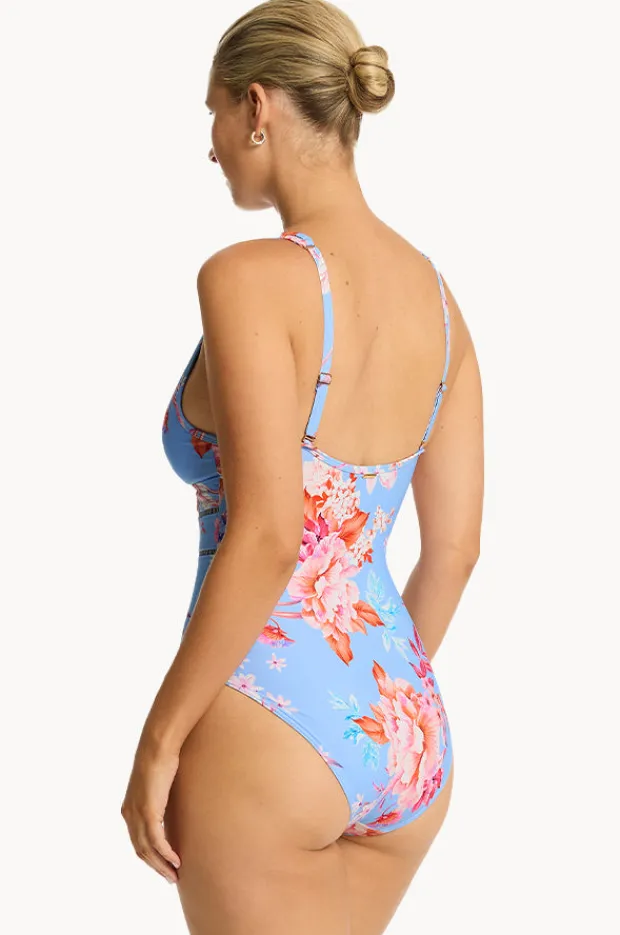 One Pieces|Sea Level Indochine Spliced One Piece Light blue