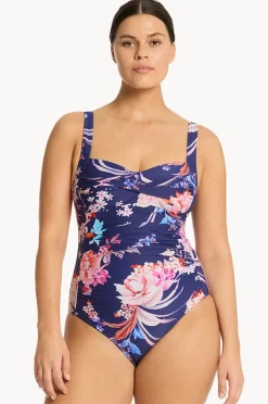 One Pieces|Sea Level Indochine Twist Front One Piece French navy