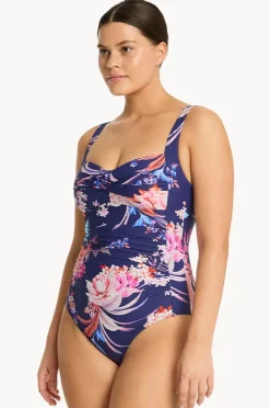 One Pieces|Sea Level Indochine Twist Front One Piece French navy