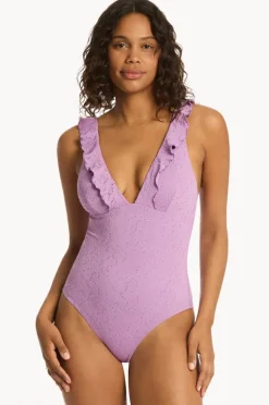 One Pieces|Sea Level Interlace Frill One Piece Lavender
