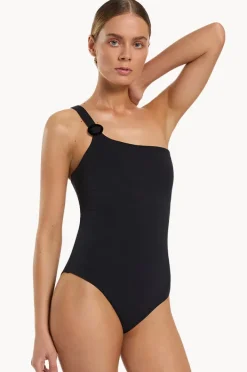One Pieces|Jets Isla Rib One Shoulder One Piece Black
