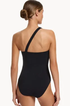 One Pieces|Jets Isla Rib One Shoulder One Piece Black
