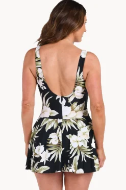 One Pieces|Maxine Island Greenery Swim Dress BLACK